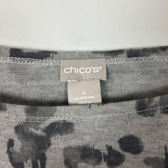Chico's Animal Print Asymmetric Long Sleeve Top Knit Fall Size 4 XXL Women's - Picture 5 of 5
